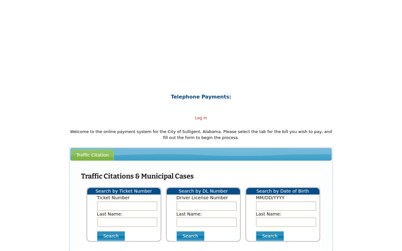 Sulligent warrants municipal citation lookup fields