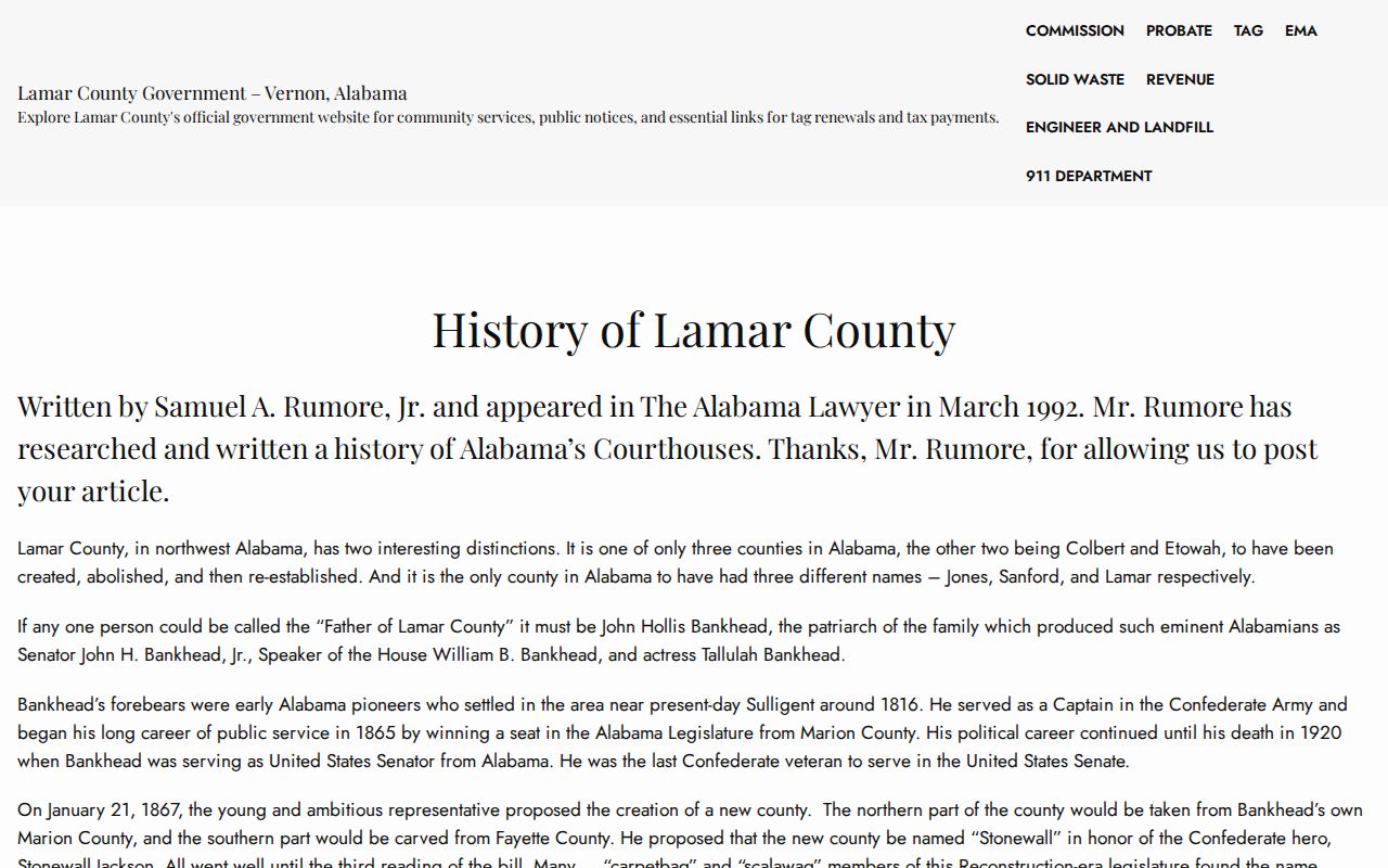 Official Lamar County courthouse and Judicial Center history