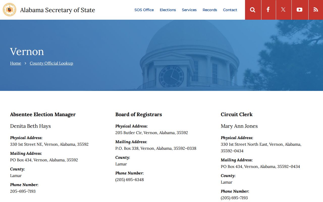 Vernon warrant records official Alabama office lookup