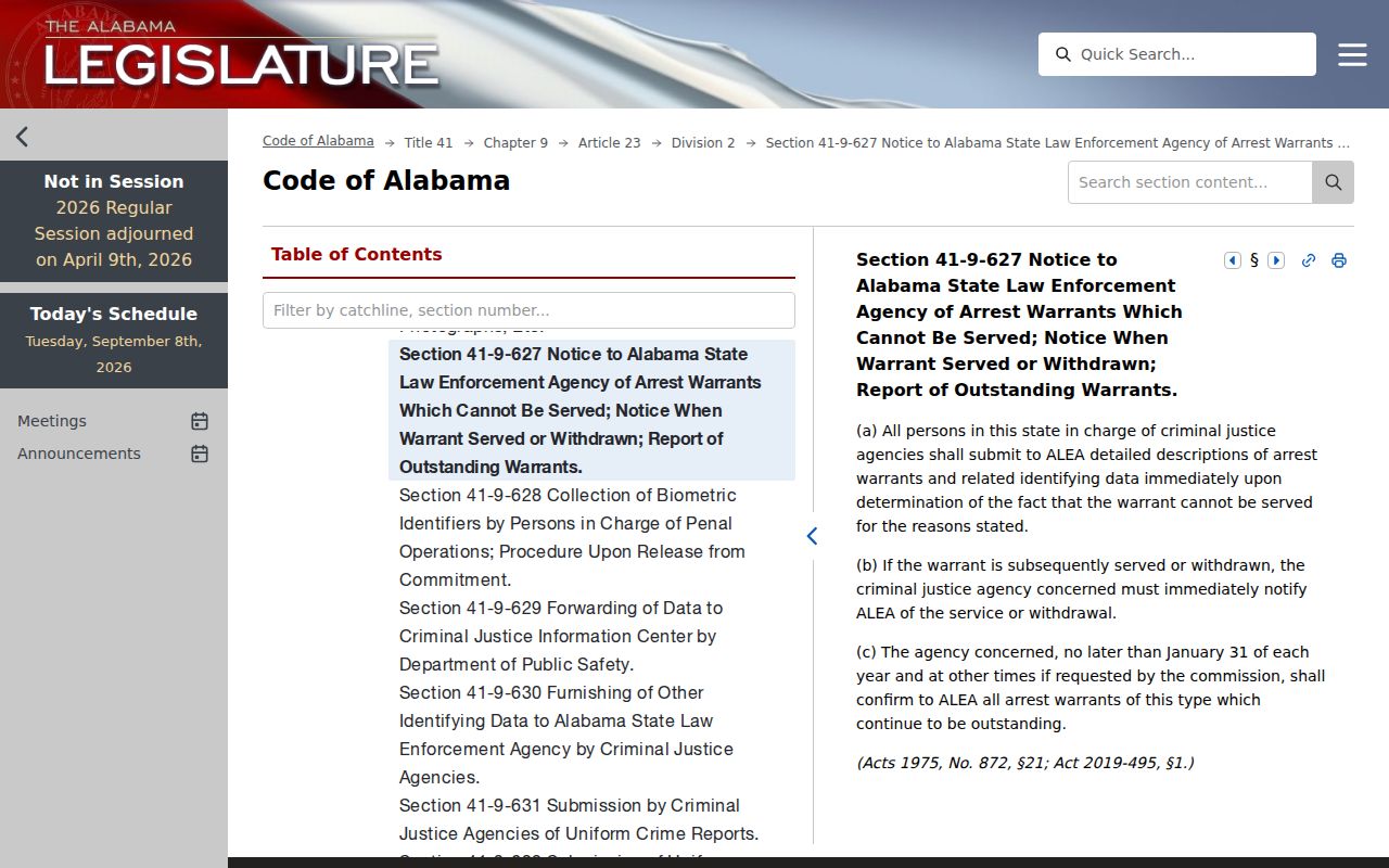 Alabama warrant reporting law used in Lamar County official systems